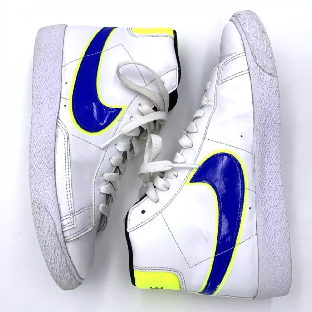 Nike Blazer Mid GS Racer High Top Shoes DB4677 Blue Volt White Size 4.5Y - Picture 6 of 10